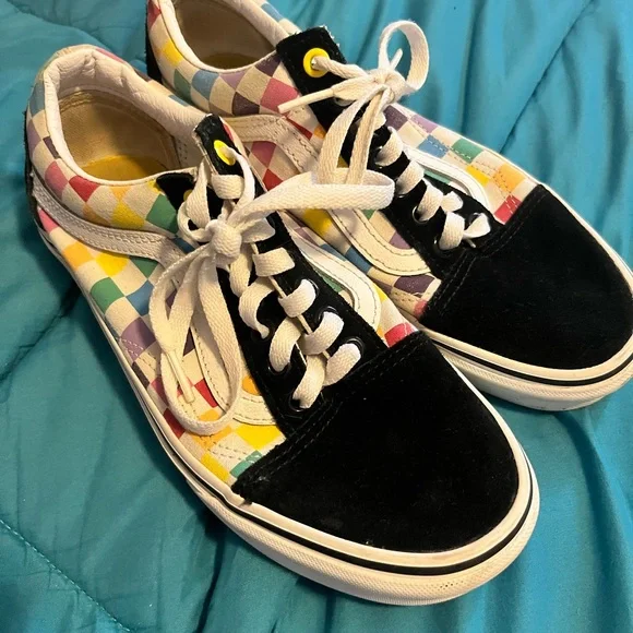 Colorful Checkered vans size W8 M6.5 - Picture 1 of 5